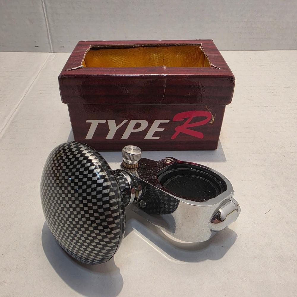 Type R Carbon Fiber Pattern Steering Wheel Spinner Knob Universal Suicide Power